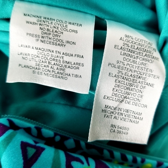 Jones New York Stretch Seleveless V Neck Beaded Midi Dress Size 10 Vibrant Print - Picture 8 of 10